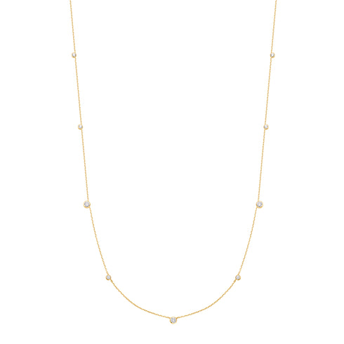 Gold Bezel Cubic Zirconia Station Necklace